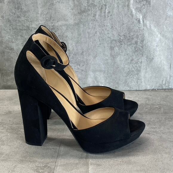 SUN+STONE Women's Black Micro Reeta Block-Heel Platform Heels SZ 7 - Picture 4 of 9